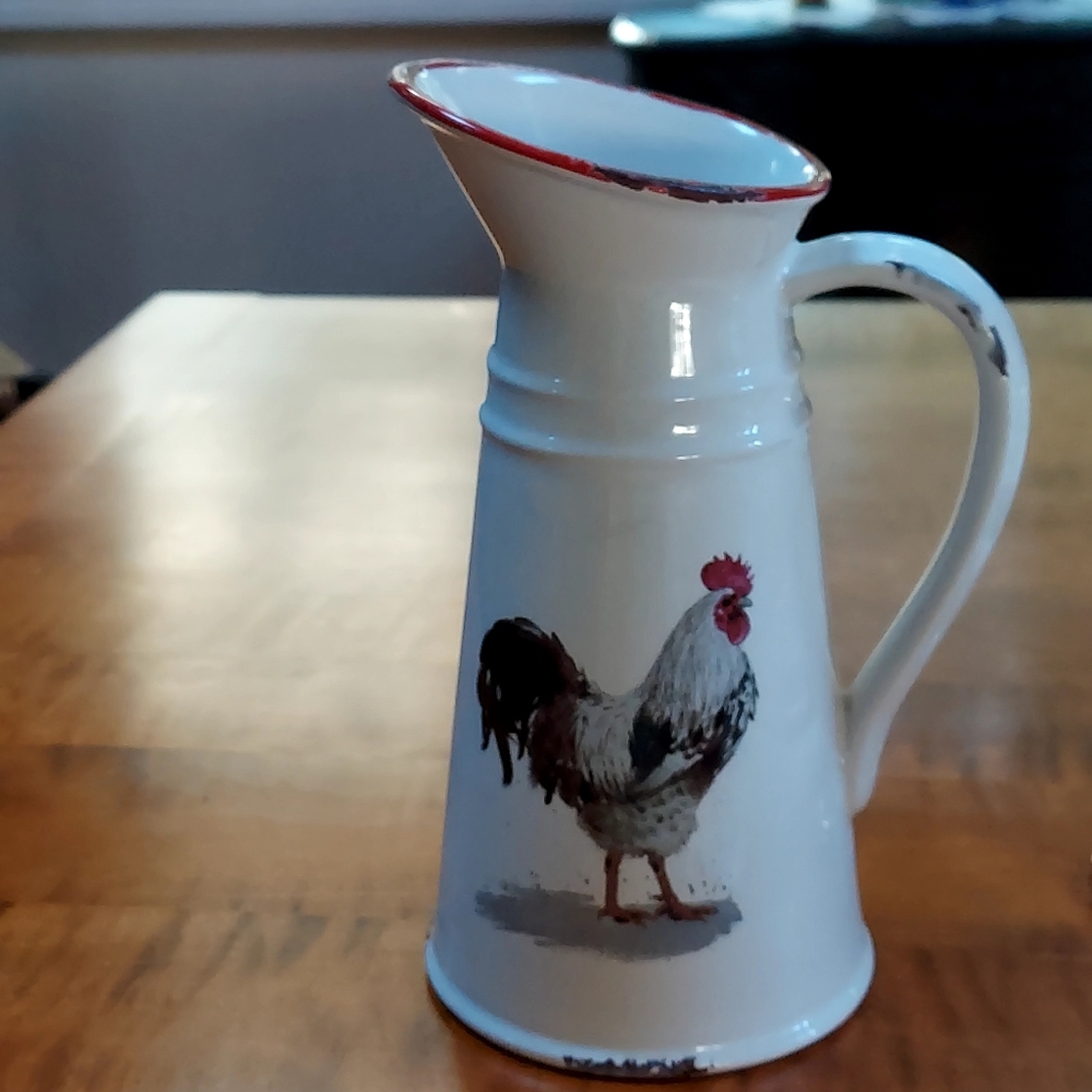 White Ceramic Rooster Pitcher - Picture 10 of 10